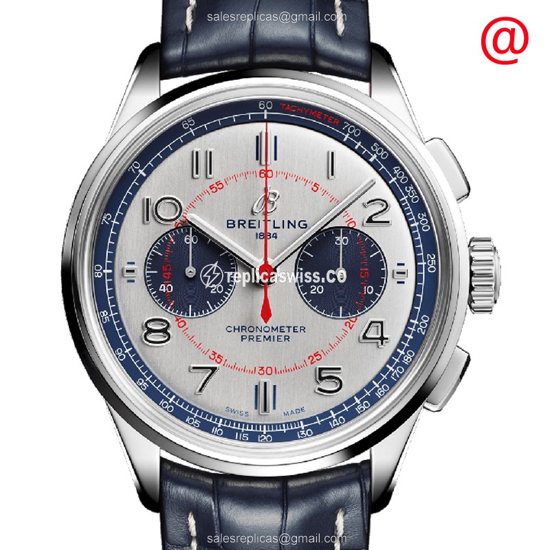 Breitling Premier AB0118A71G1P2 Automatic Replica with Silver Dial & Alligator Strap Watch