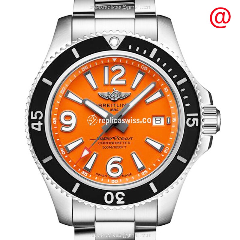 Breitling Superocean 36 Replica in Stainless Steel with Automatic Movement Vibrant Orange Dial