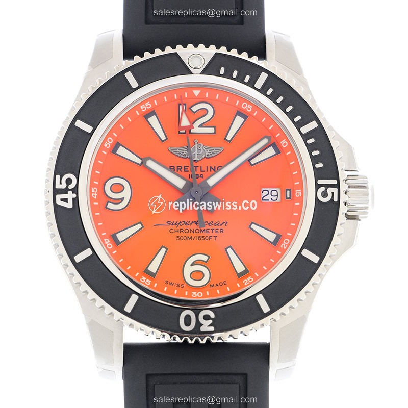 Breitling Superocean 42 Replica | Automatic Movement, Orange Dial, Stainless Steel Case Watch