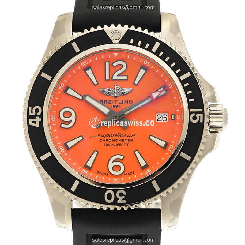 Breitling SuperOcean 42 Replica in Stainless Steel with Automatic Movement Vibrant Orange Dial