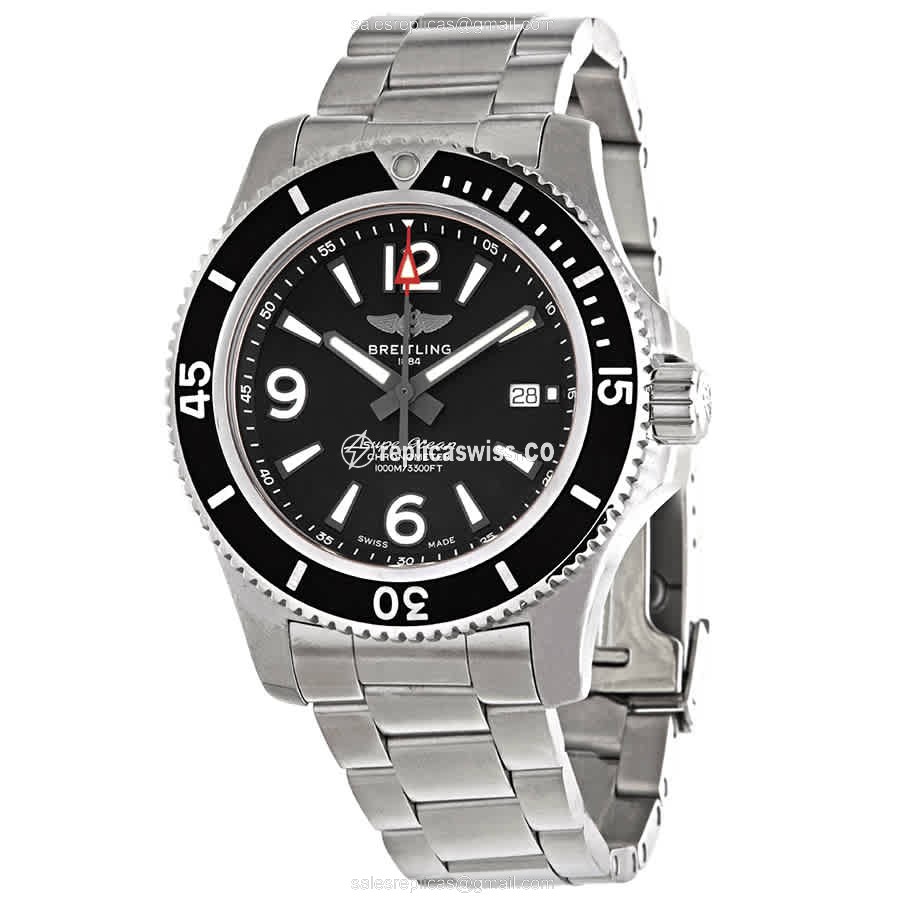 Breitling SuperOcean 44 Replica in Stainless Steel & Black Dial, Automatic Movement Watch