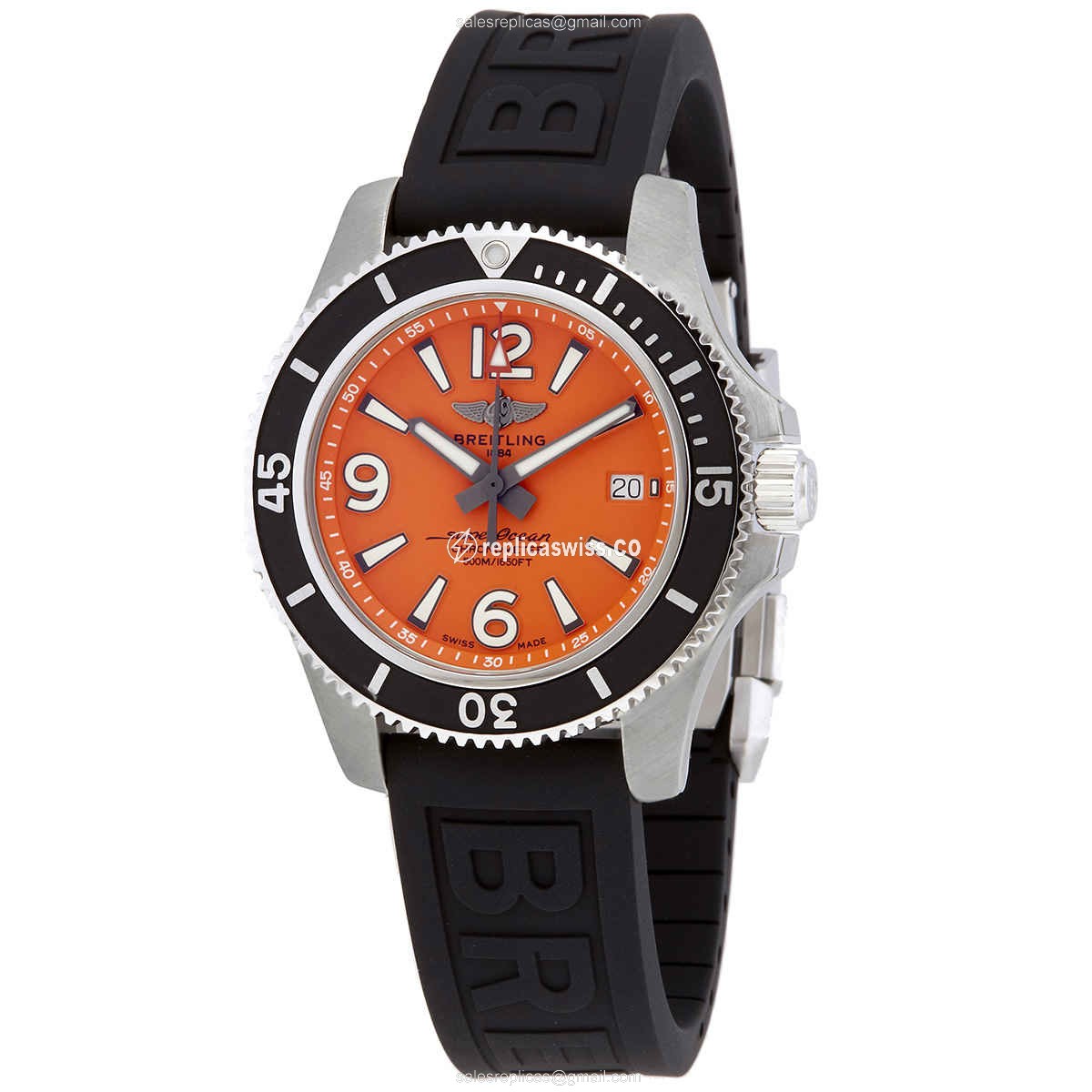Breitling SuperOcean A17366D71O1S2 Replica, Automatic Movement, Orange Dial, Rubber Strap Watch
