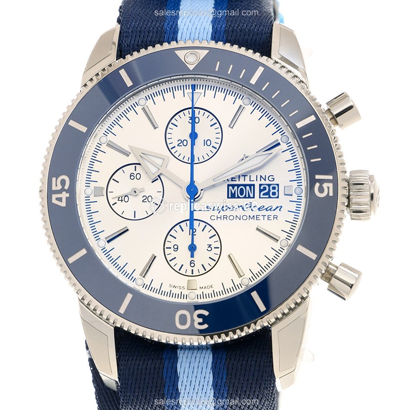 Breitling SuperOcean Heritage Replica | Automatic, Gray Dial | Blue Canvas Strap Watch