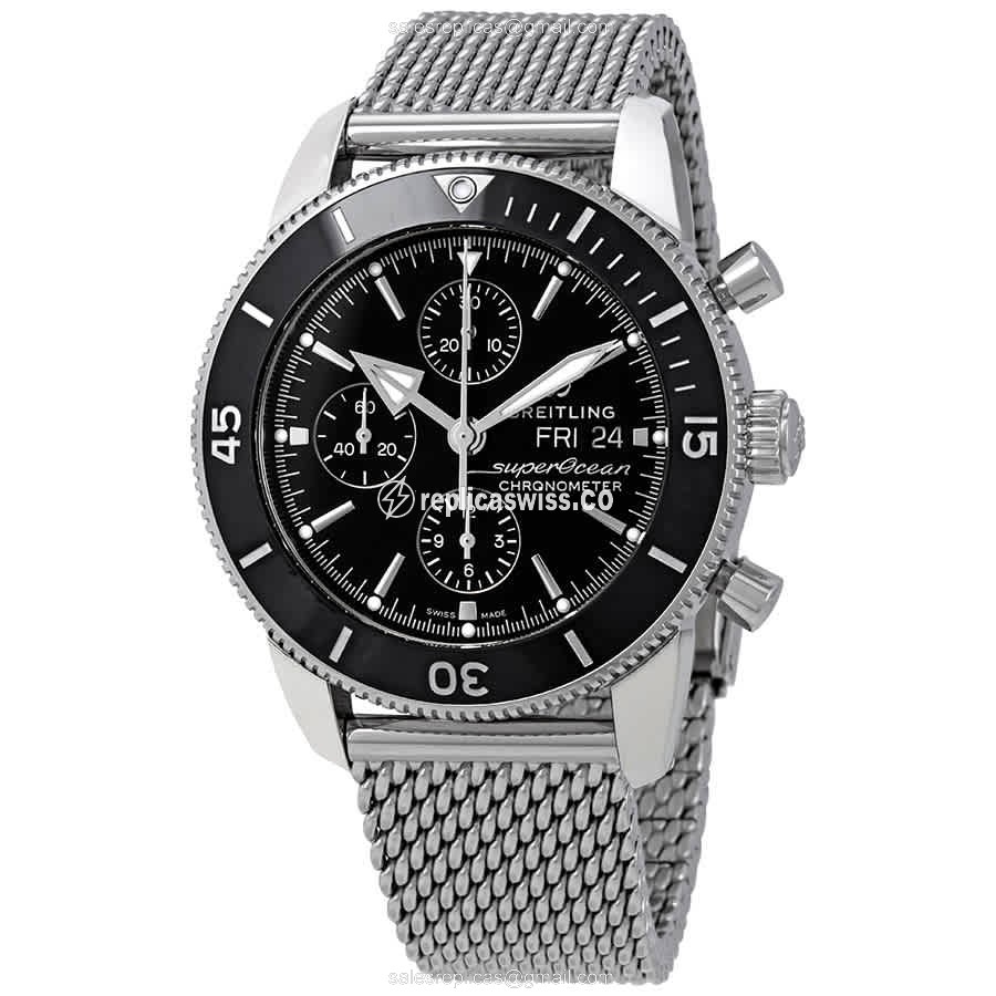 Breitling SuperOcean Heritage Replica: Black Dial, Automatic, Stainless Steel Case Watch