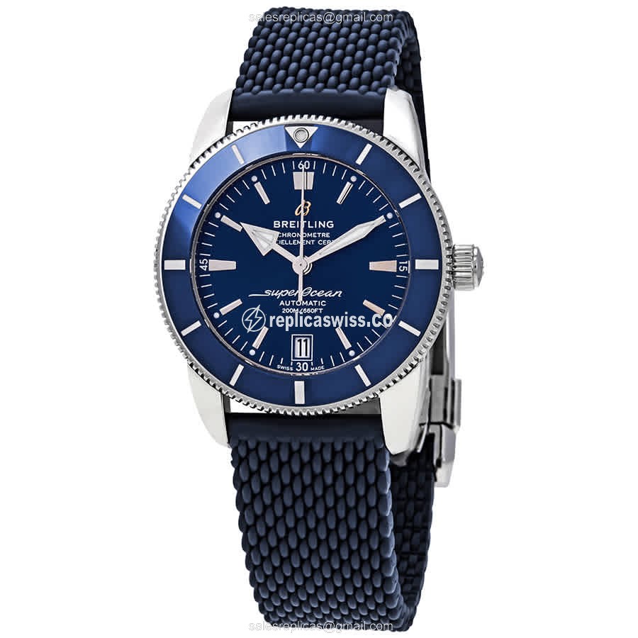 Breitling SuperOcean Replica: Green Dial Automatic Movement in Stainless Steel, Blue Rubber Strap