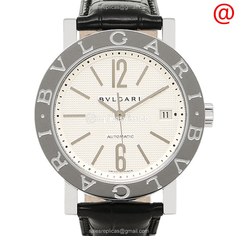 Bulgari 101367 Automatic White Dial Steel Case Alligator Strap Replica Watch