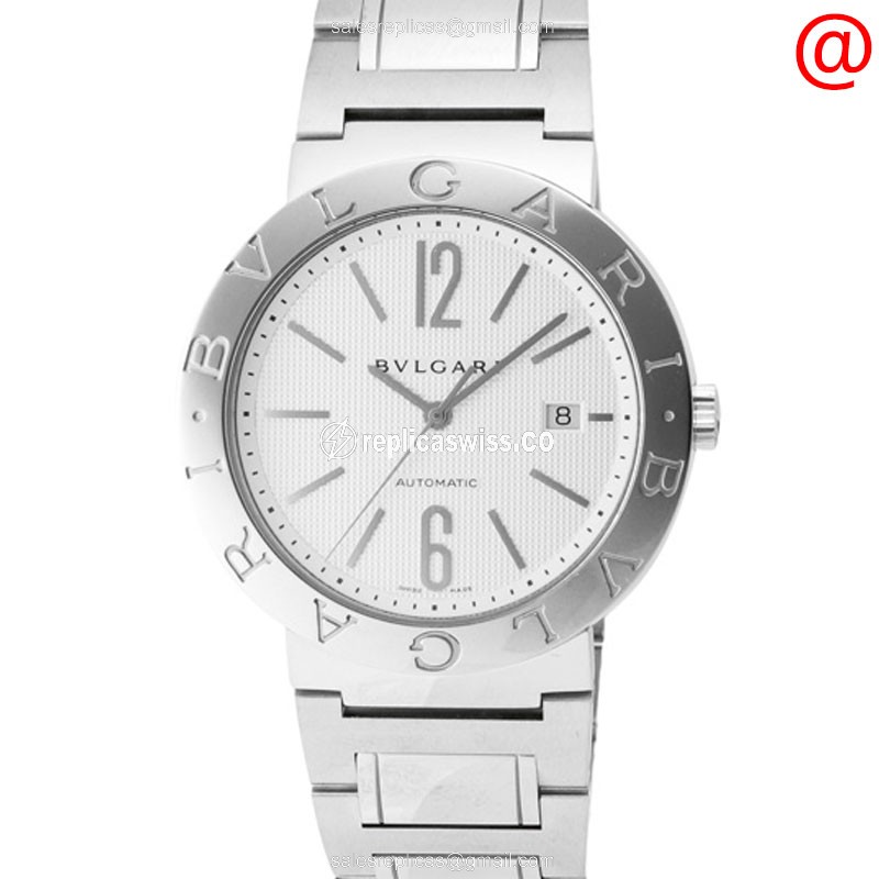 Bulgari 101381 Automatic White Dial Replica Watch | Stainless Steel Case & Silver Strap