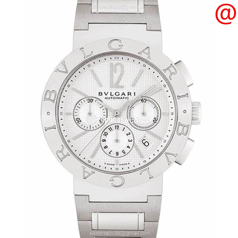 Bulgari 101559 Automatic White Dial Steel Case Replica, Silver Steel Strap Watch