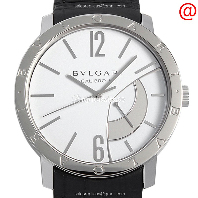 Bulgari 101870 Manual Wind Steel Case Watch | White Dial, Alligator Strap