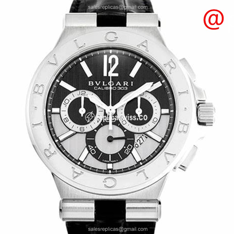 Bulgari 101881 DIAGONO Watch Replica in White Dial Leather Strap, Automatic Movement