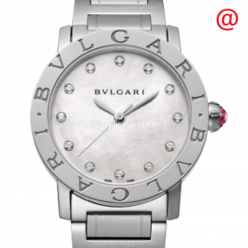 Bulgari 101888 — White Dial Automatic Steel Case Replica, Silver Steel Strap Watch