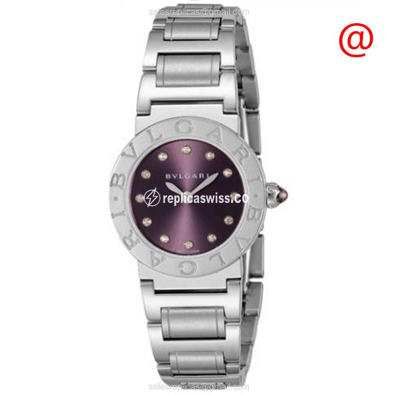 Bulgari 102606: Purple Dial Stainless Steel Quartz Watch | Silver Steel Bracelet