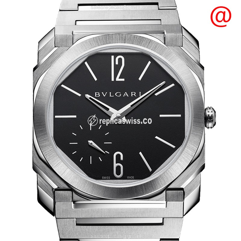 Bulgari 103297 Octo Finissimo Replica, Automatic Movement, Black Dial, Steel Case Watch