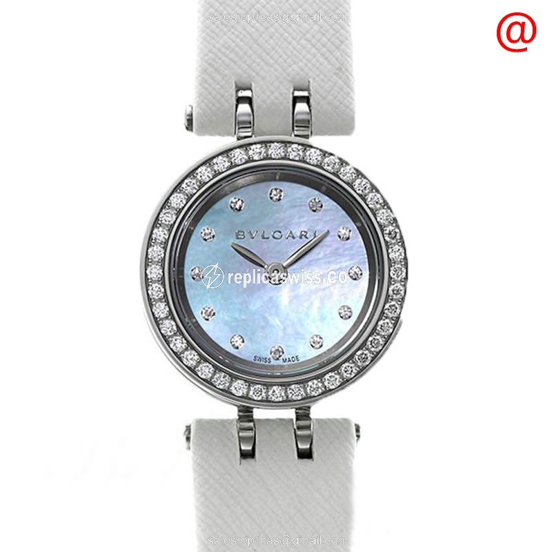 Bulgari B.ZERO1 Quartz Replica, Blue Dial & White Leather Strap, Sapphire Crystal Watch