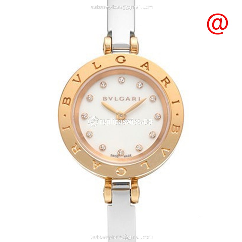 Bulgari B.ZERO1 Replica in 18kt Rose Gold with White Dial Bangle Clasp Watch