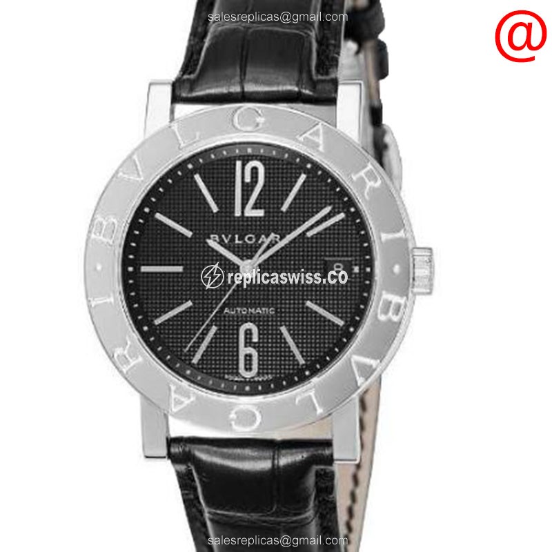 Bulgari BB38BSLDAUTO Replica Automatic Watch | Black Dial | Alligator Black Strap