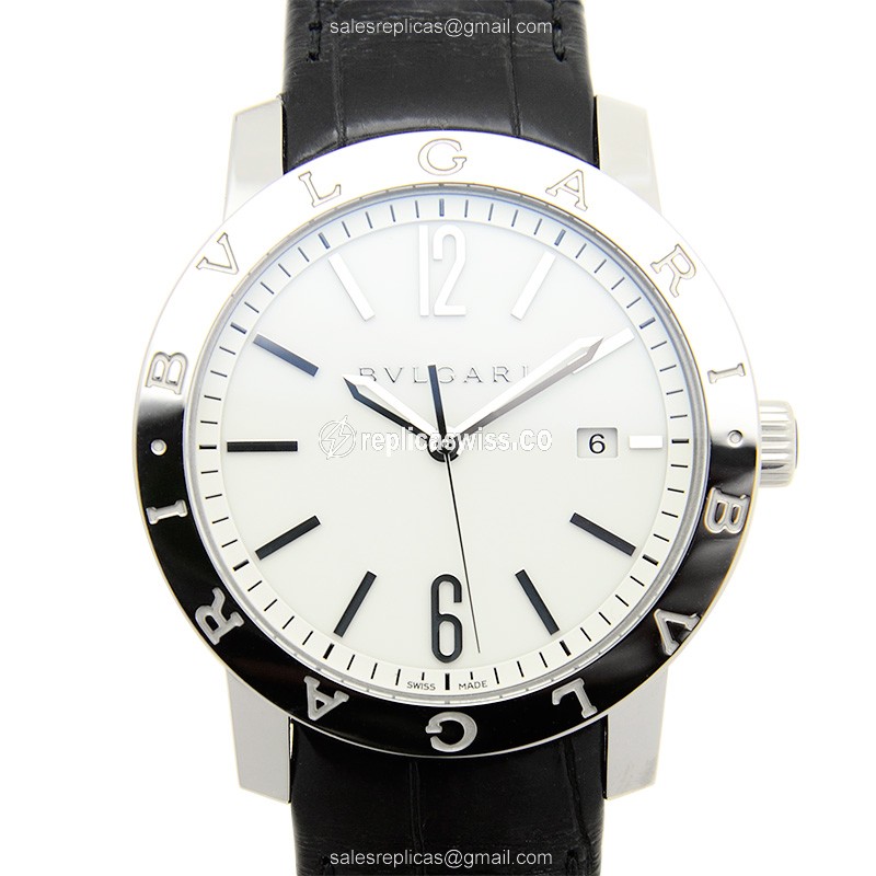 Bulgari BB41WSLD Replica Watch | Automatic Movement, White Dial, Alligator Strap