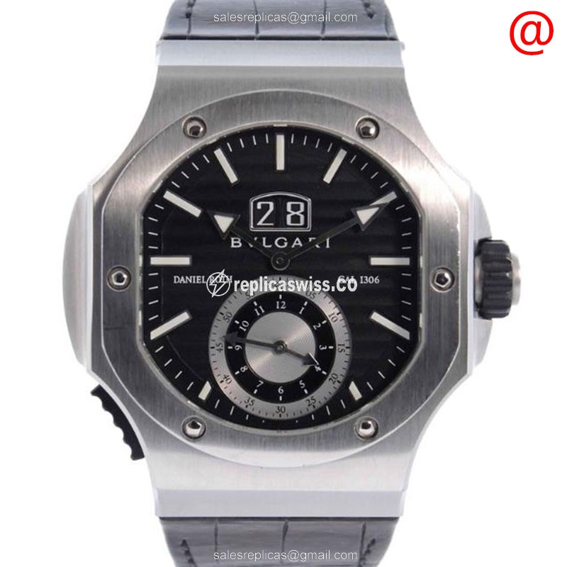 Bulgari Daniel Roth 101844 Replica Watch | Automatic Movement | Black Dial & Alligator Strap
