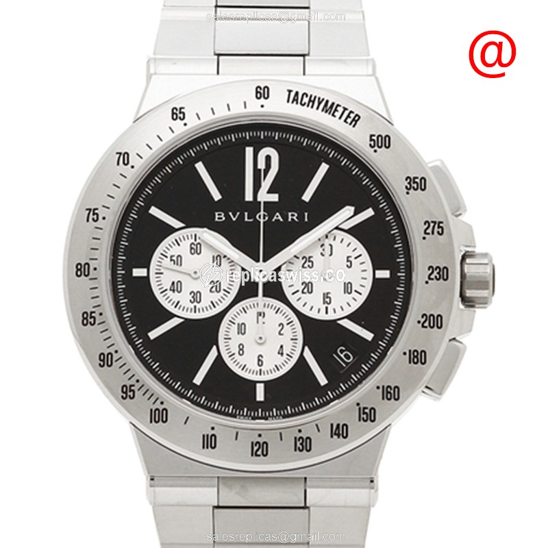 Bulgari DG41BSSDCHTA Diagono Automatic Steel Case Black Dial Silver Clasp Watch