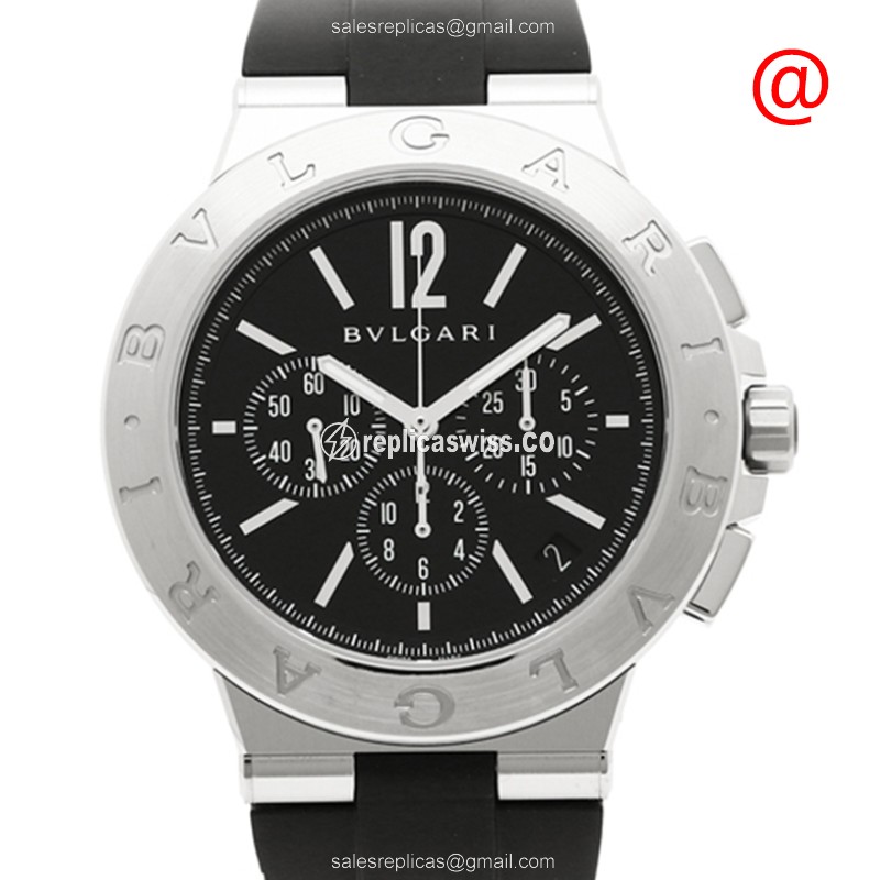 Bulgari DG41BSVDCH Diagono Automatic Watch | Black Dial, Stainless Steel Case