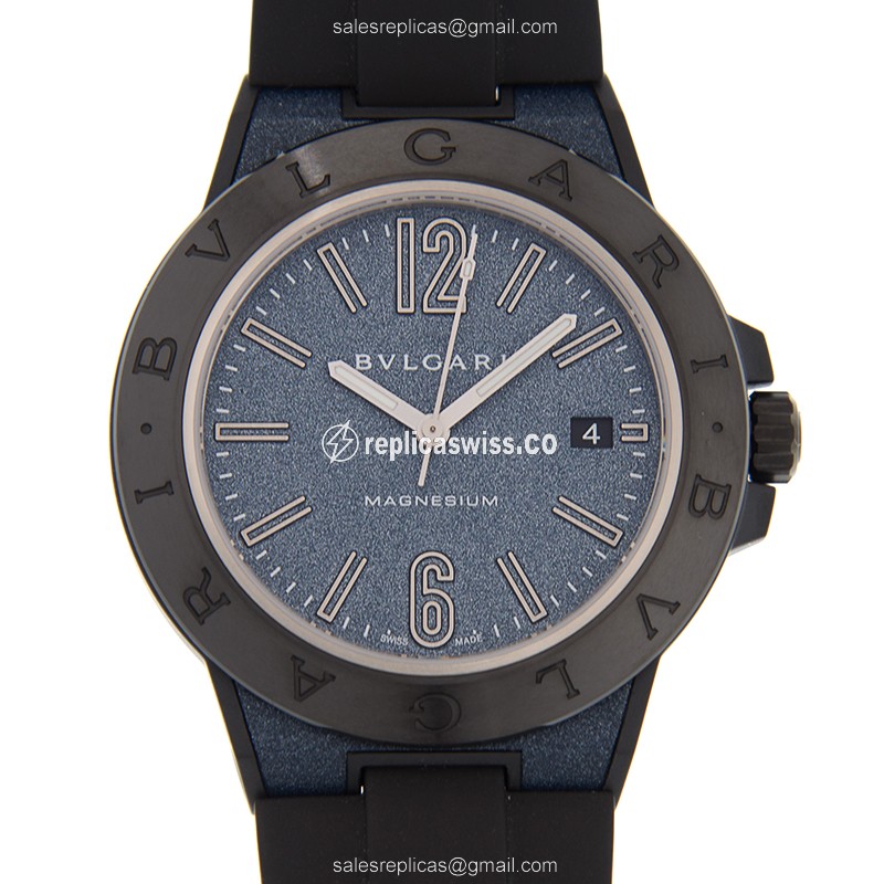 Bulgari DG41C3SMCVD Diagono Automatic — Black Dial, Steel Case, Rubber Strap Watch