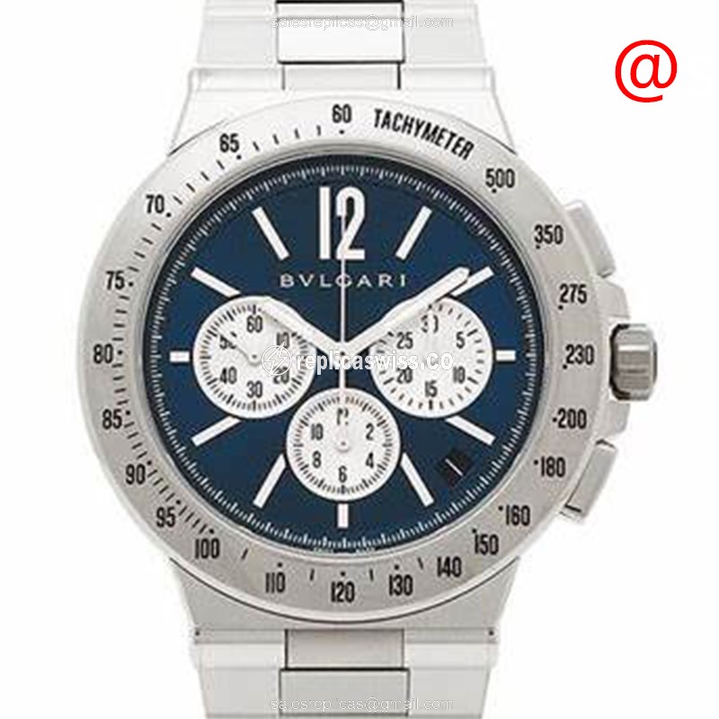 Bulgari DG41C3SSDCHTA Diagono Automatic Replica, Blue Dial, Stainless Steel Case & Silver Strap