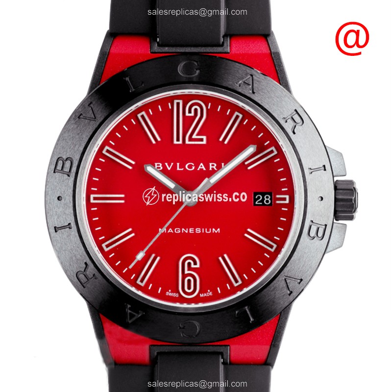 Bulgari DG41C9SMCVD/SP Diagono Replica with Automatic Movement Red Ceramic Dial Watch