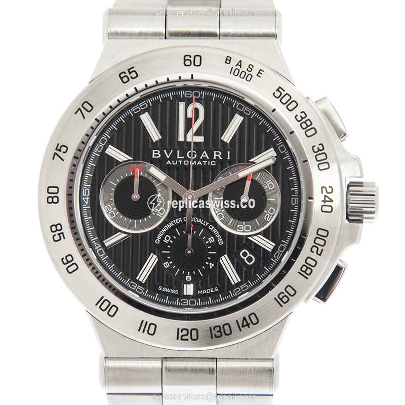 Bulgari Diagono Professional Replica in Stainless Steel, Automatic Movement & Black Dial Watch