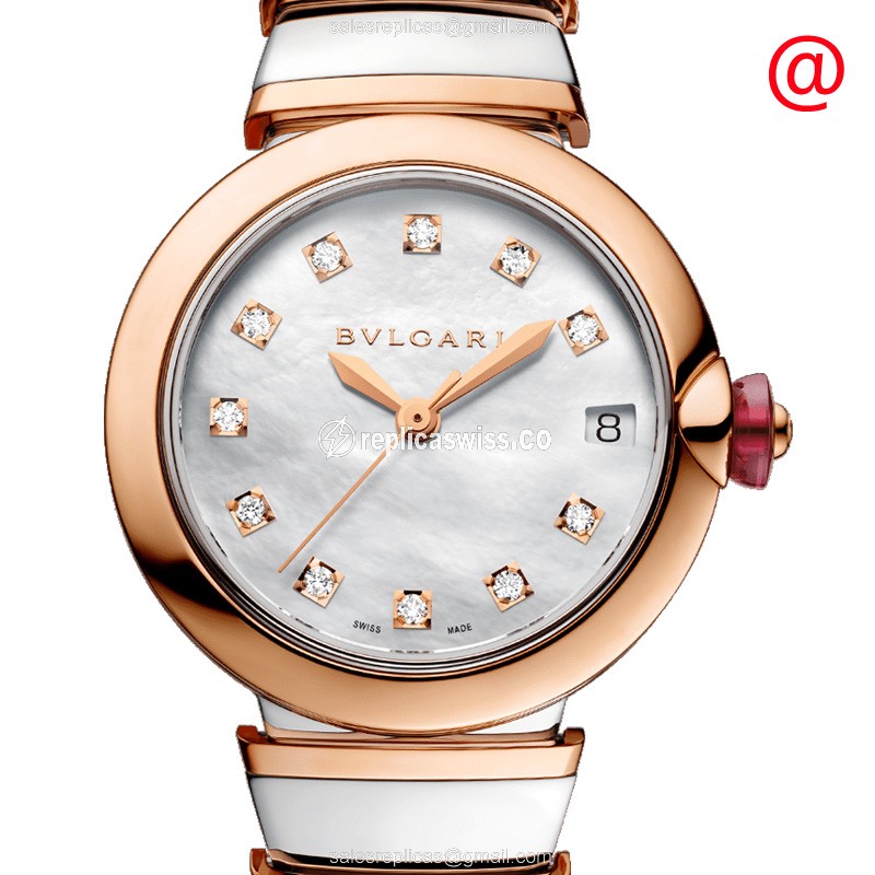 Bulgari LVCEA Replica Automatic in 18kt Gold & Steel with White Dial & Gold Strap Watch