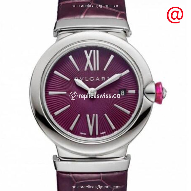 Bulgari LVCEA Replica in Stainless Steel & Purple Dial, Precision Quartz Movement Watch