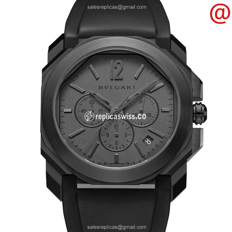Bulgari Octo Finissimo 103027 Replica, Automatic Movement, Black Dial & Rubber Strap Watch