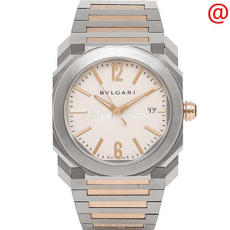 Bulgari OCTO ROMA Automatic Silver Dial Watch, 18kt Gold Steel Case & Band