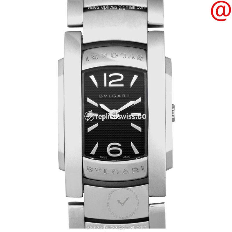 Bulgari Serpenti 101698 Quartz Steel Case, Black Dial, Silver Steel Bracelet Watch