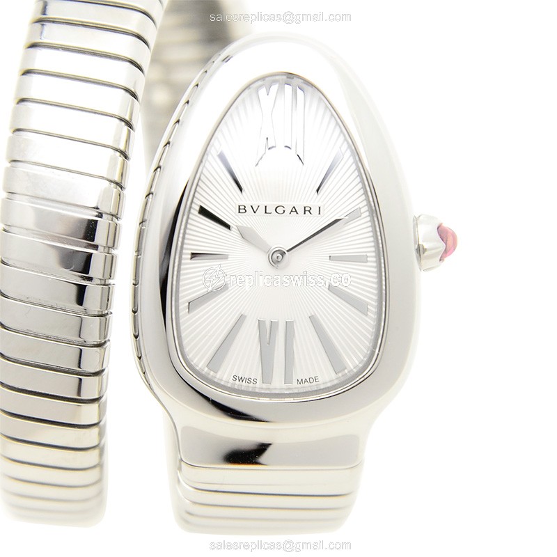 Bulgari Serpenti 101817 Replica, Silver Dial, Stainless Steel Case & Band Watch