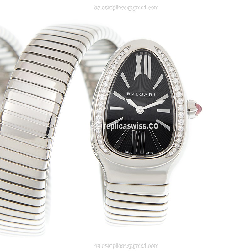 Bulgari Serpenti 102736 Replica in Stainless Steel, Black Dial, Automatic Movement Watch