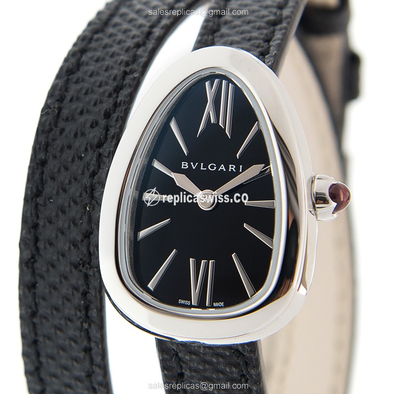 Bulgari Serpenti 102782 Replica | Black Dial, Stainless Steel Case, Quartz Movement Watch