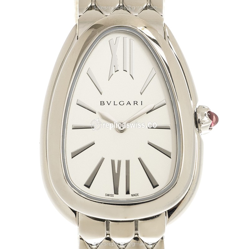 Bulgari Serpenti Seduttori Replica in Stainless Steel, White Dial & Silver Clasp Watch