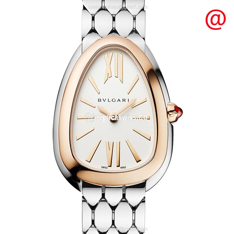 Bulgari Serpenti Seduttori Replica | White Dial, Quartz Movement | 18kt Rose Gold Case Watch