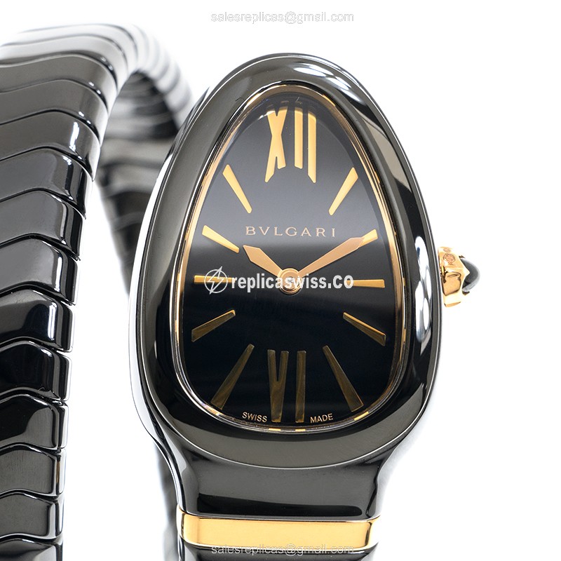 Bulgari Serpenti SPIGA Replica Watch in Black Ceramic Case with Quartz Movement