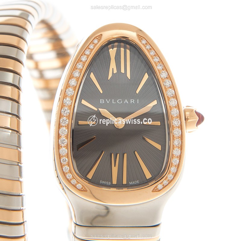 Bulgari Serpenti Tubogas 102681 Replica in 18kt Rose Gold, Gray Dial & Sapphire Crystal Watch