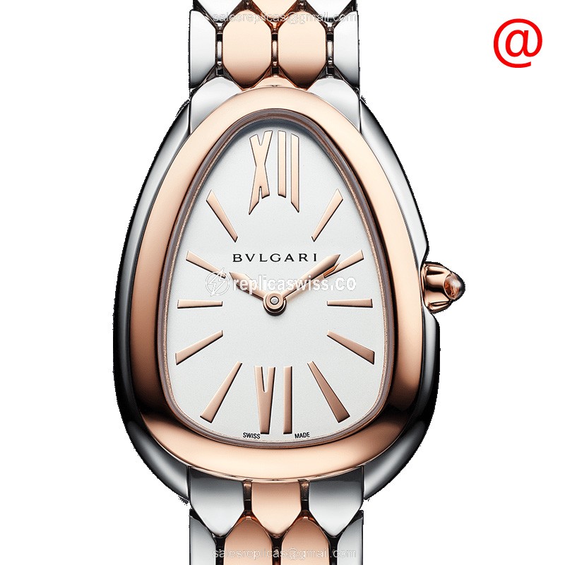 Bulgari Serpenti Tubogas 103277 Replica in White Dial & 18kt Gold Steel Case Watch