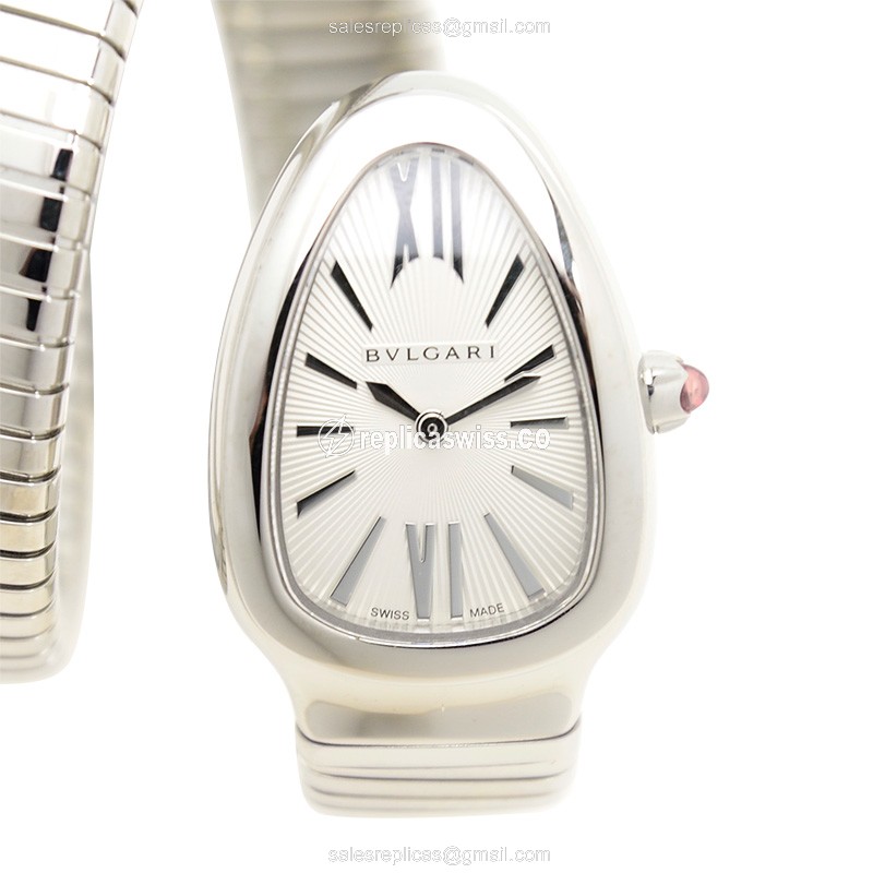 Bulgari Serpenti Tubogas Quartz Replica | White Dial, Stainless Steel Case Watch