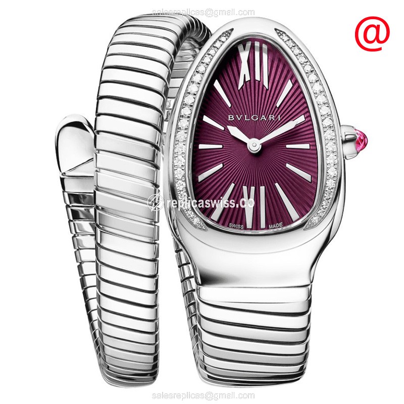 Bulgari Serpenti Tubogas Replica in Stainless Steel & Purple Dial, Automatic Movement Watch
