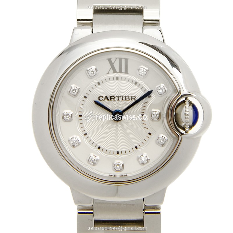 Cartier Ballon Bleu Quartz Watch, Sleek Silver Case & White Dial