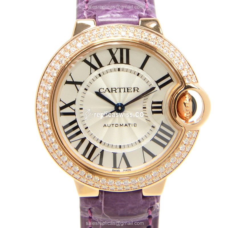 Cartier Ballon Bleu Replica, Automatic Movement, White Dial, 18kt Rose Gold Case Watch