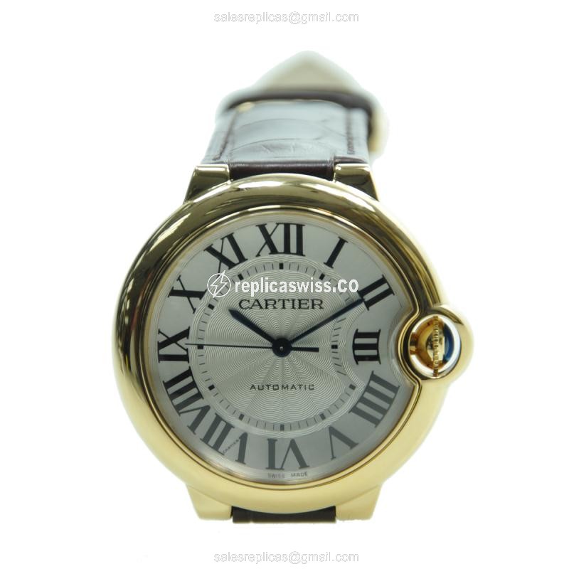 Cartier Ballon Bleu W6900356 Replica | Automatic Movement, 18kt Gold Case & Silver Dial Watch