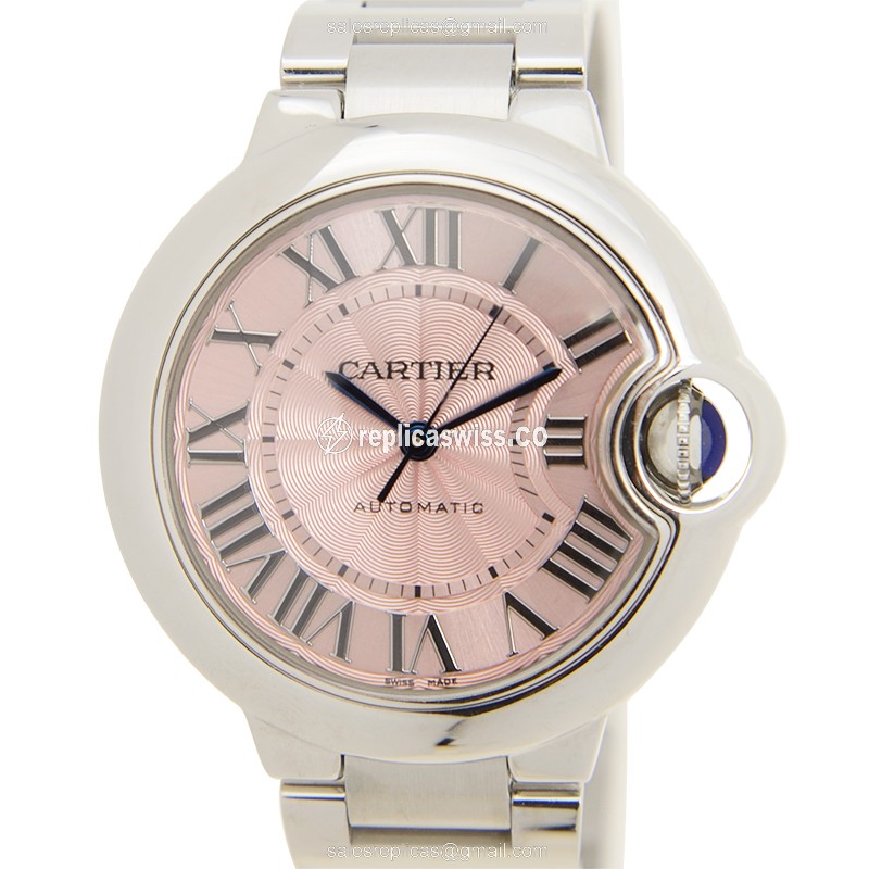 Cartier Ballon Bleu W6920100 Replica, Automatic Pink Dial, Stainless Steel Case & Silver Strap Watch