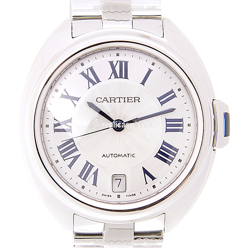 Cartier Cle De Cartier Automatic White Dial Replica | Stainless Steel Case, Silver Band Watch