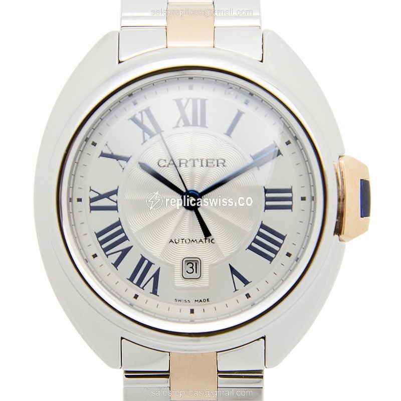 Cartier CLe De CARTIER Automatic White Dial Replica, Stainless Steel Case & Silver Strap Watch