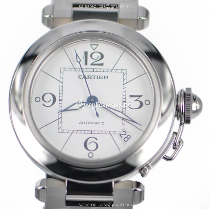 Cartier Pasha De Cartier Replica in Stainless Steel with Automatic Movement & White Dial Watch